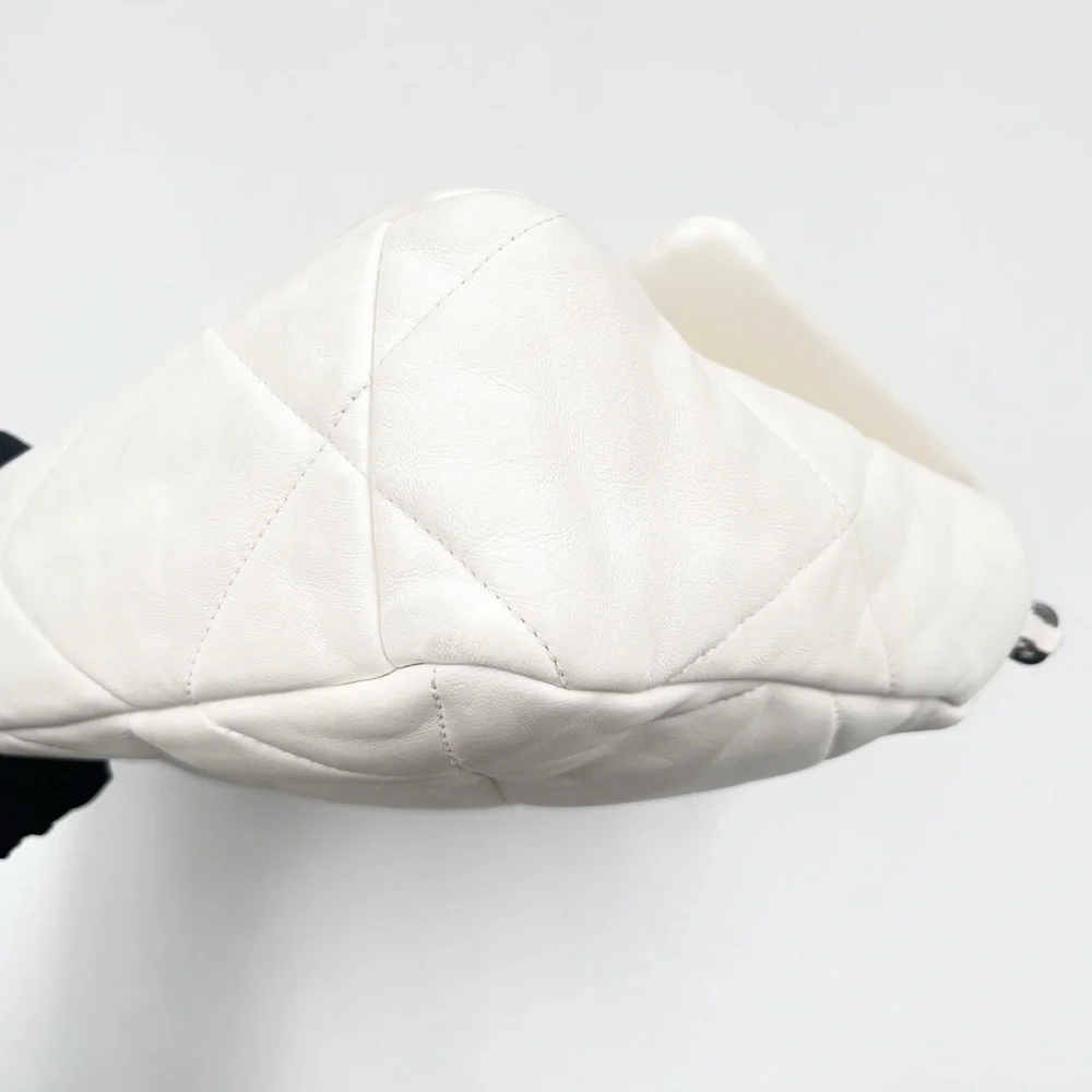 CHANEL 19 Large Flap Bag White Quilted Lambskin Mixed Metal Hardware - Picture 8 of 14